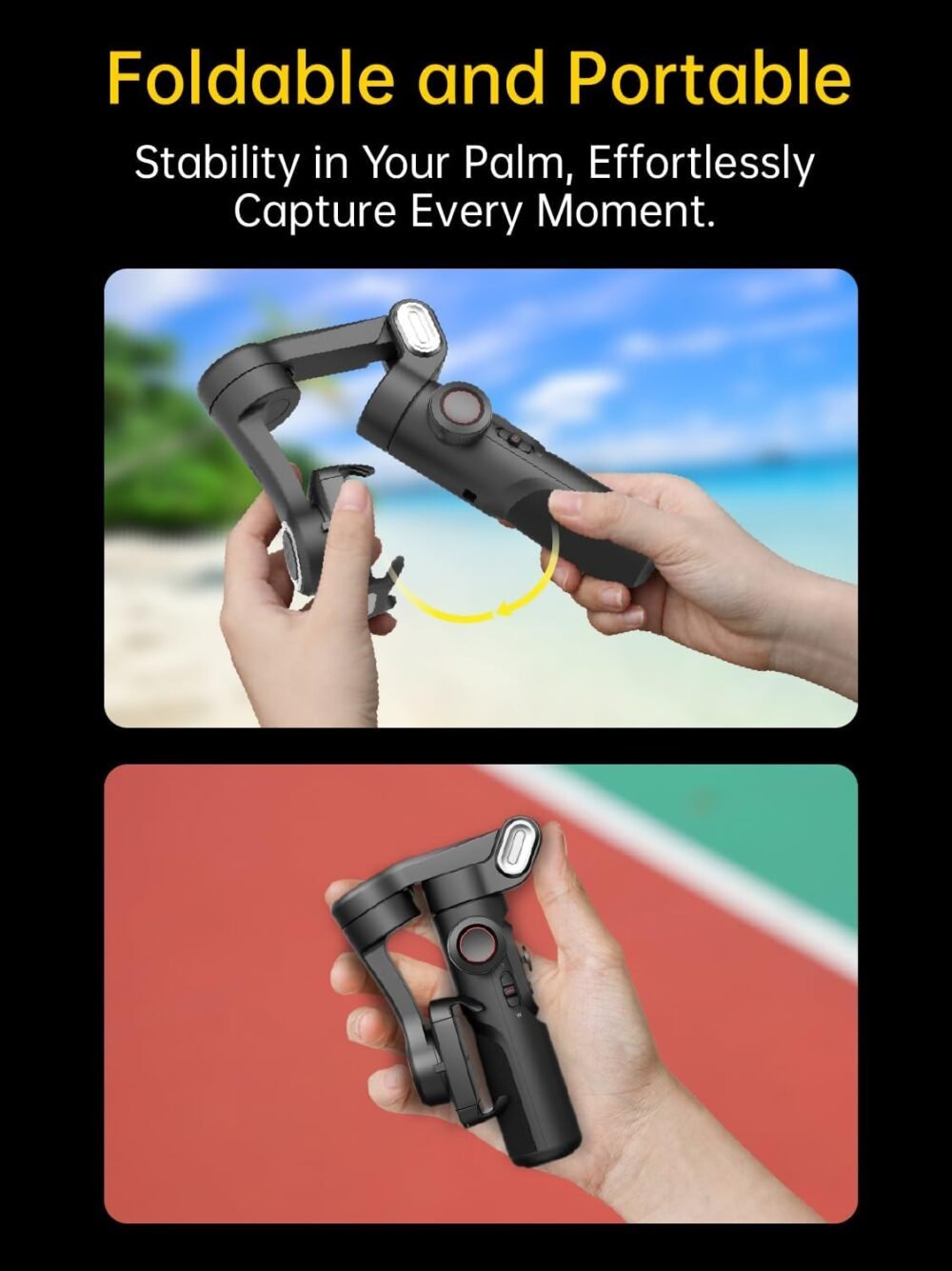 3-Axis Gimbal Stabilizer for Smartphone with RGB Magnetic Fill Light Upgraded Face Tracking Focus Wheel Foldable iPhone Gimbal for iPhone/Android Phone Stabilizer Vlog Recording Smart XE Kit - Image 9