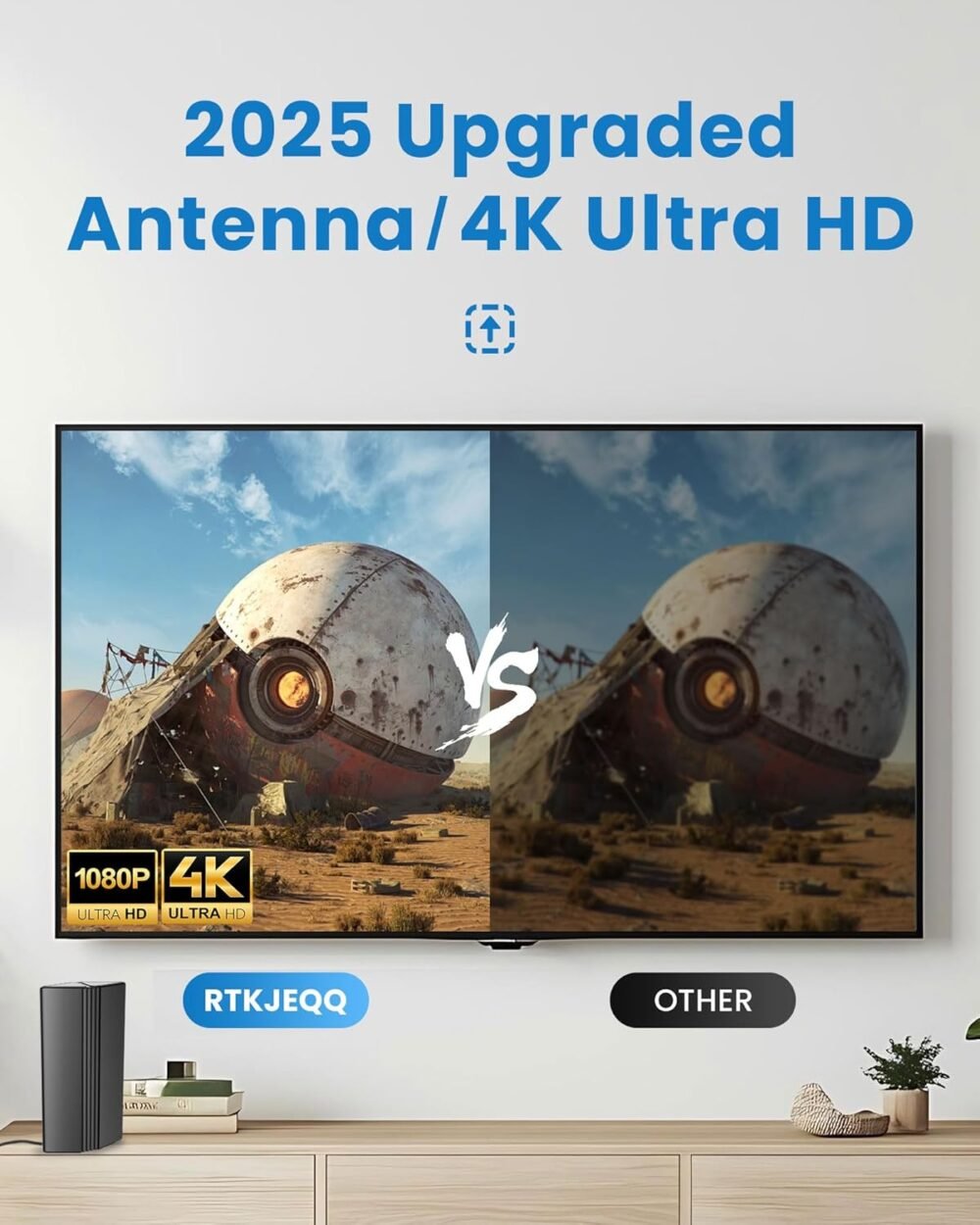 2025 TV Antenna Indoor/Outdoor 1800+ Miles - Digital HDTV Antenna with Signal Booster for Smart TVs, 4K 1080p & Local Channels, 33ft Coax Cable - Image 6