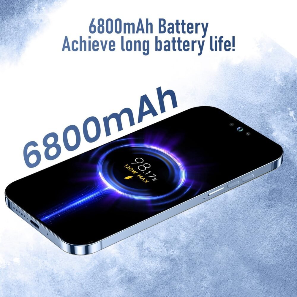 Unlocked Phone A14 PROMAX Smartphone 8GB+256GB Cell Phone 24MP+50MP Camera Pixels 6800mAh Battery for Extended Standby 6.7 inch HD Screen Mobile Phone 5G Dual SIM (Deep Blue) - Image 3