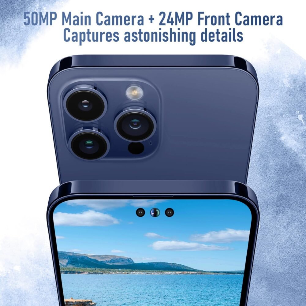 Unlocked Phone A14 PROMAX Smartphone 8GB+256GB Cell Phone 24MP+50MP Camera Pixels 6800mAh Battery for Extended Standby 6.7 inch HD Screen Mobile Phone 5G Dual SIM (Deep Blue) - Image 6
