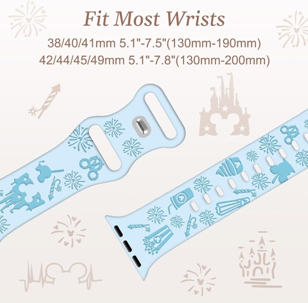 3 Pack Cartoon Engraved Bands for Apple Watch Band 38mm 40mm 41mm 42mm 44mm 45mm 49mm Women, Two-Tone Cute Soft Silicone Sport Strap for iWatch Series SE 9 8 7 6 5 4 3 2 1 Ultra - Image 5