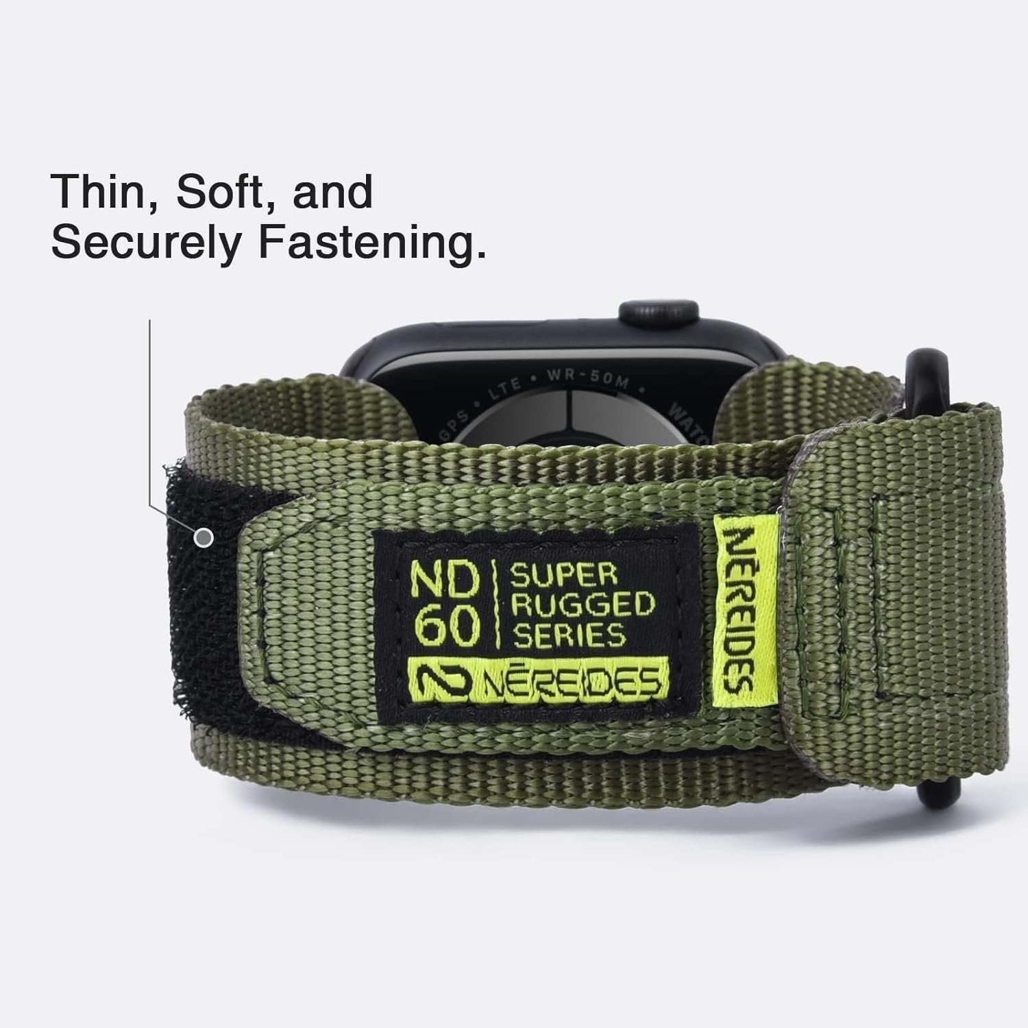 Compatible with Apple Watch Series 10 Band Series 9/8/7/6/5/4/SE/SE2/Ultra 1/2, Nylon Sports Strap with Woven Design for 49mm/46mm/45mm/44mm (L, Army Green) - Image 6