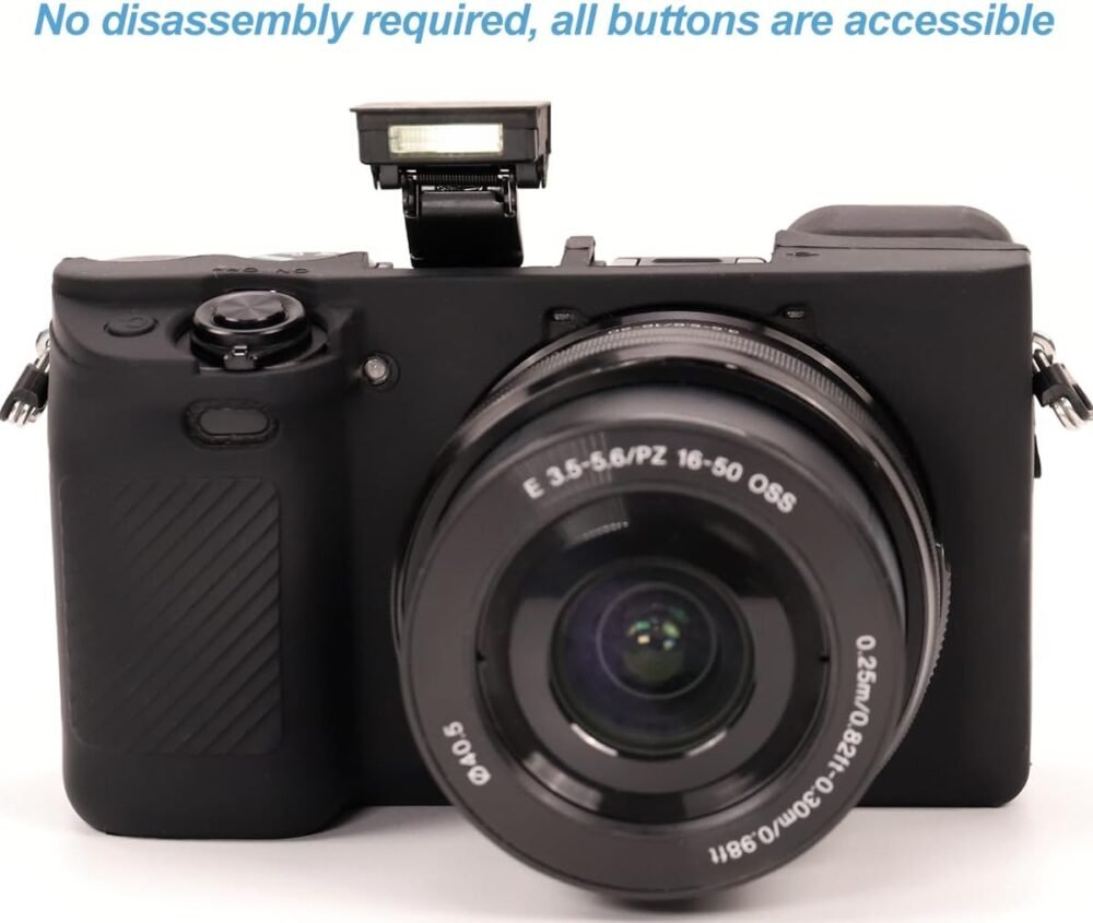 Pocoukate Case for Sony Alpha A6400, A6300, A6100 Camera, Soft Silicone Protective Cover Skin with Screen Protector Accessories for Sony Alpha A6400/6300/6100 Digital Camera Silicone Case - Black - Image 5