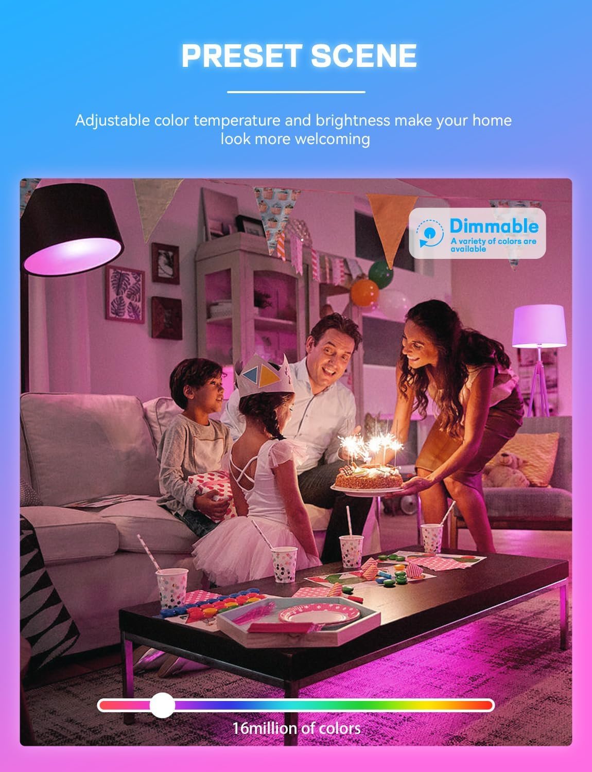 Smart Light Bulbs 4Pack with Remote, A19 E26 800LM LED Color Changing Light Bulb, WiFi & Bluetooth 5.0, Warm to Cool White, Dimmable, RGB Smart Home Lighting Work with Alexa Google Assistant - Image 5