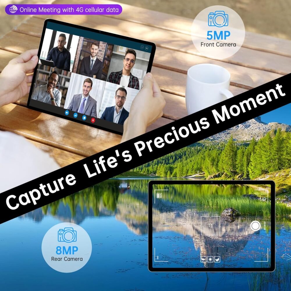 Android 14 Tablet with Sim Card Slot Unlocked Cellular Tablets 10GB+32GB with Protective Case 10 inch Tablet with GPS 2.0GHz Processor 8MP Camera and 1TB TF Expandable 2.4G/5G WiFi BT5.0 - Image 7