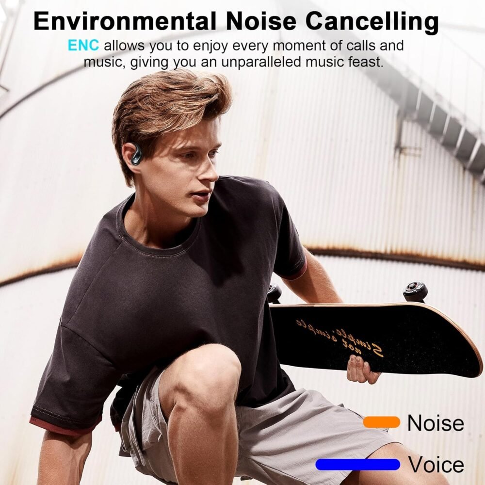 Wireless Earbud, 75Hrs Bluetooth 5.4 Headphones IP7 Waterproof for Sport, Running Wireless Earphones with ENC Noise Cancelling Mics, Deep Bass Over Ear bud with Earhooks for Android, iOS, Workout, Gym - Image 6