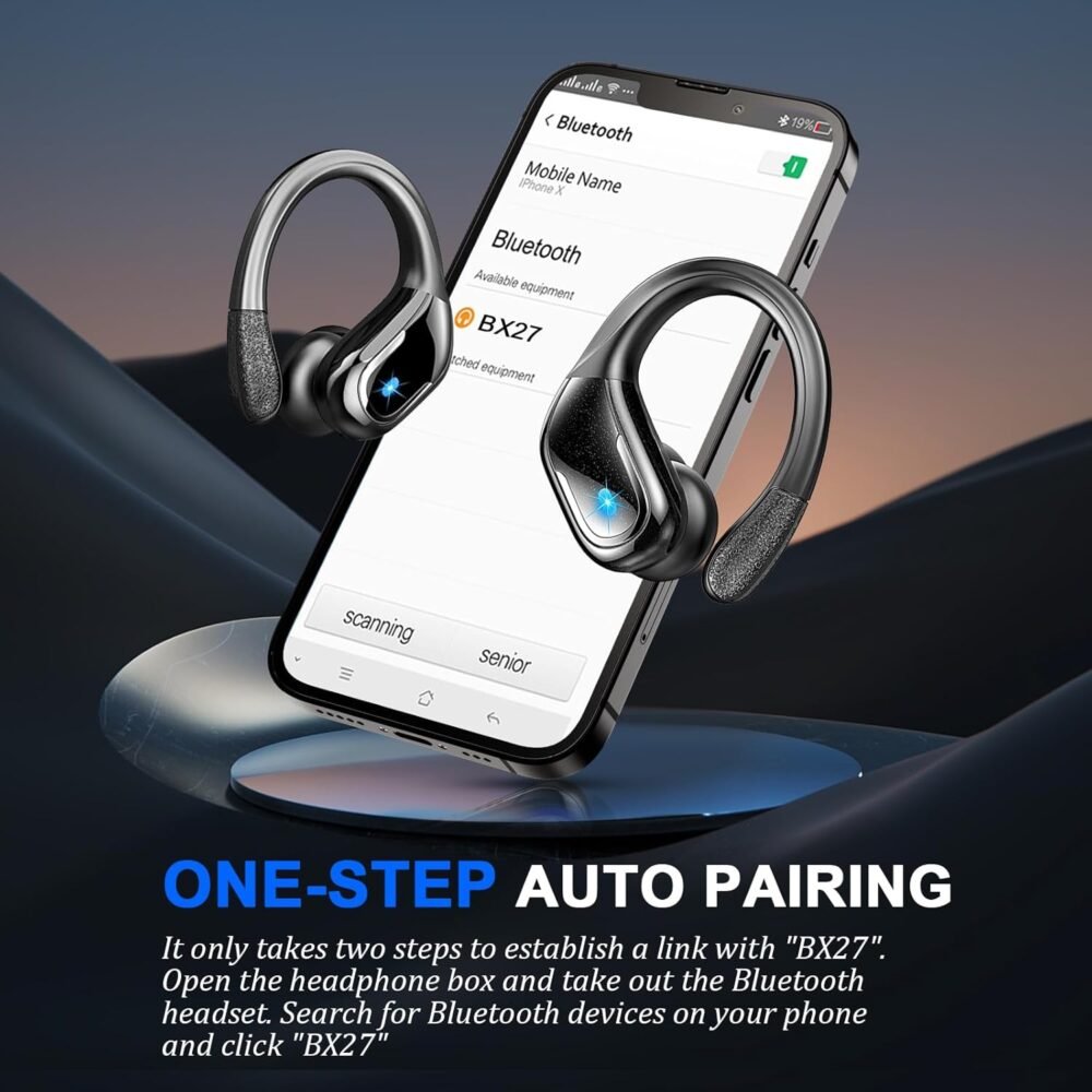 Wireless Earbud, 75Hrs Bluetooth 5.4 Headphones IP7 Waterproof for Sport, Running Wireless Earphones with ENC Noise Cancelling Mics, Deep Bass Over Ear bud with Earhooks for Android, iOS, Workout, Gym - Image 8