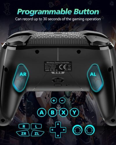 Wireless Switch Controller for Nintendo Switch/Lite/OLED, Bluetooth Game Controller for iPhone/Android/Mobile Phone/PC/Steam/Mac/iPad/TV with Macro/Vibration/Motion Control/Turbo/800mAh Battery - Image 4