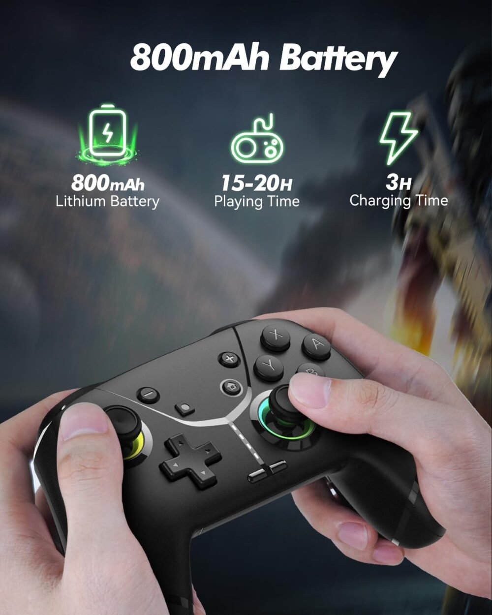 Wireless Switch Controller for Nintendo Switch/Lite/OLED, Bluetooth Game Controller for iPhone/Android/Mobile Phone/PC/Steam/Mac/iPad/TV with Macro/Vibration/Motion Control/Turbo/800mAh Battery - Image 6