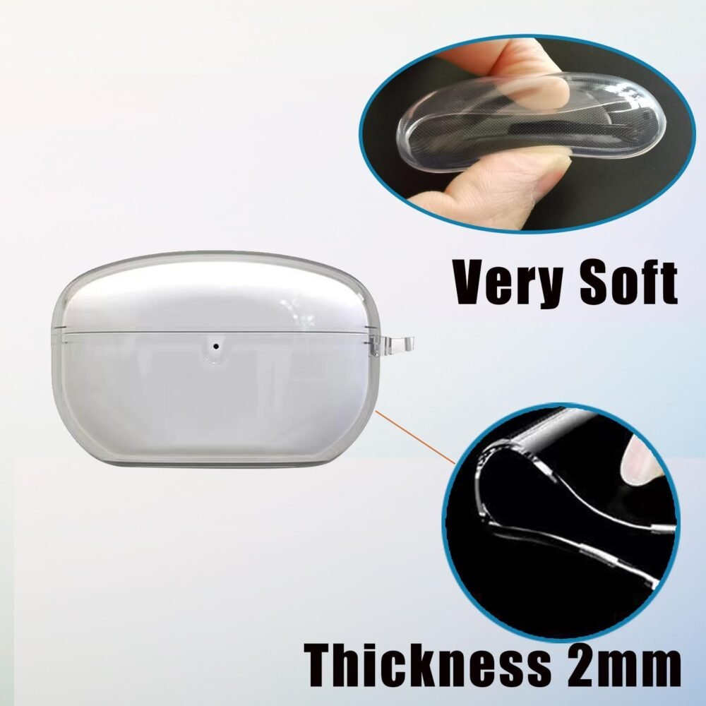 Soft TPU Case for Sony WF-1000XM5 Earbuds with Keychain Fit WF-1000XM5 Ear Tips Case Cover for WF-1000XM5 Accessories, Glitter Transparent - Image 3