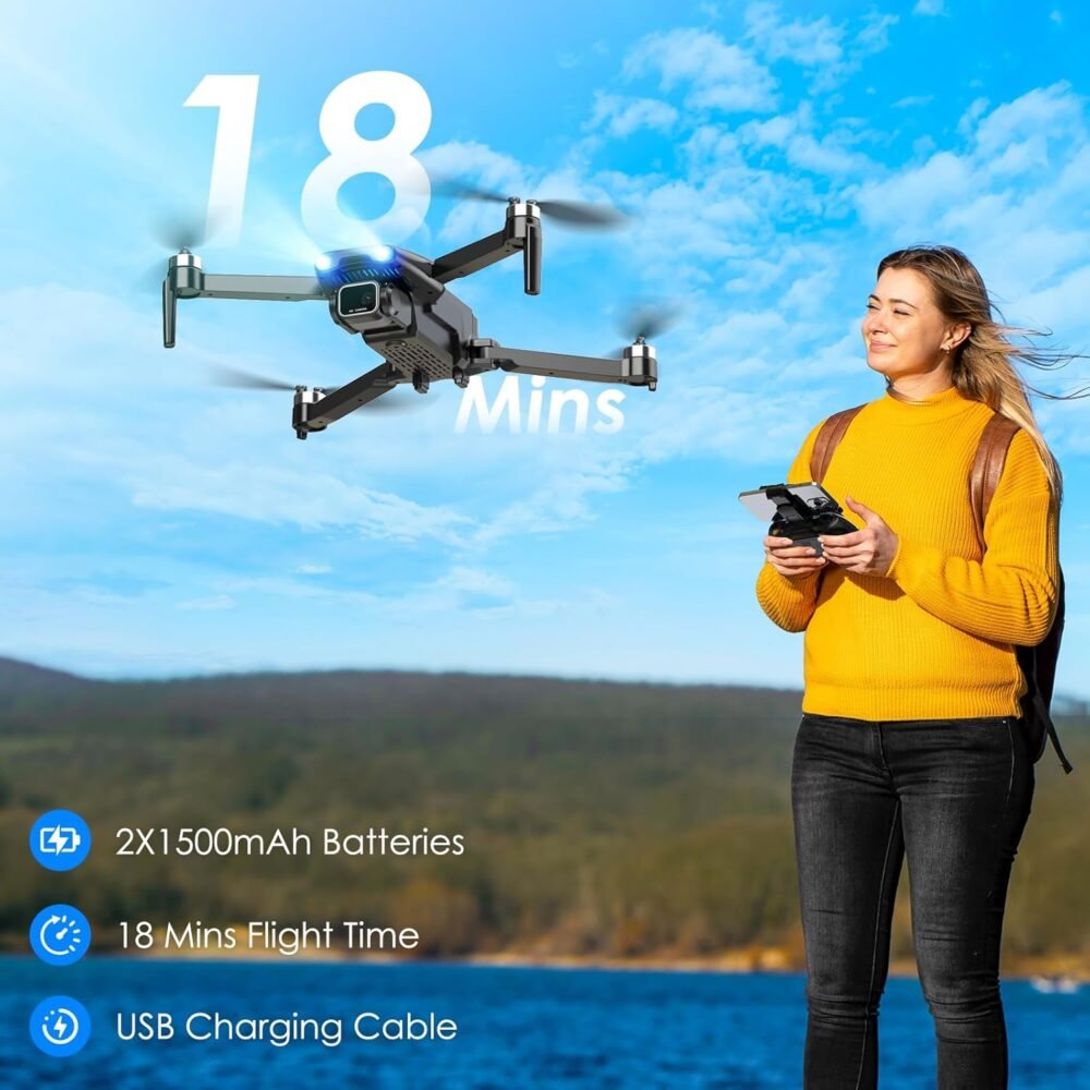 Drone with Camera, Brushless Motor 1080P FPV Drone with 2 Batteries, One Key Take Off/Land, 360 Flips, Waypoint Fly, Altitude Hold, Gravity Control, Foldable Mini Drones for Kids Adults, Beginner - Image 4