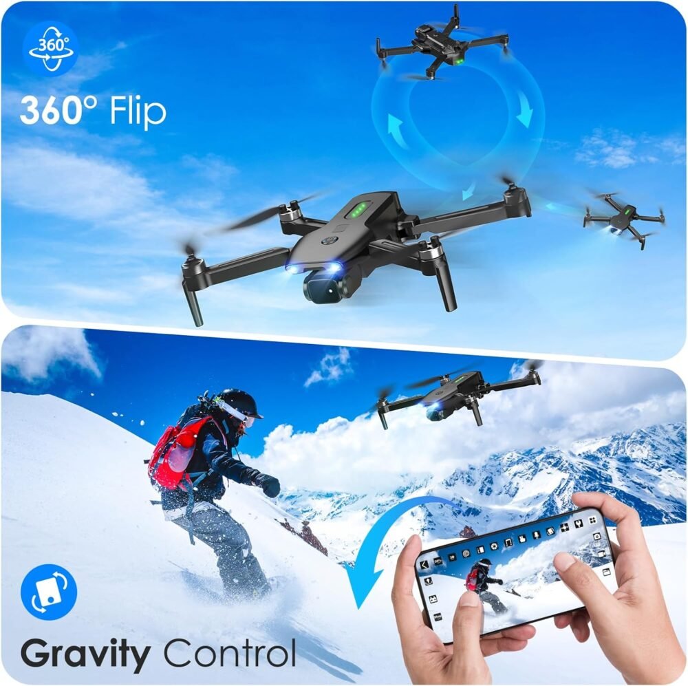 Drone with Camera, Brushless Motor 1080P FPV Drone with 2 Batteries, One Key Take Off/Land, 360 Flips, Waypoint Fly, Altitude Hold, Gravity Control, Foldable Mini Drones for Kids Adults, Beginner - Image 6