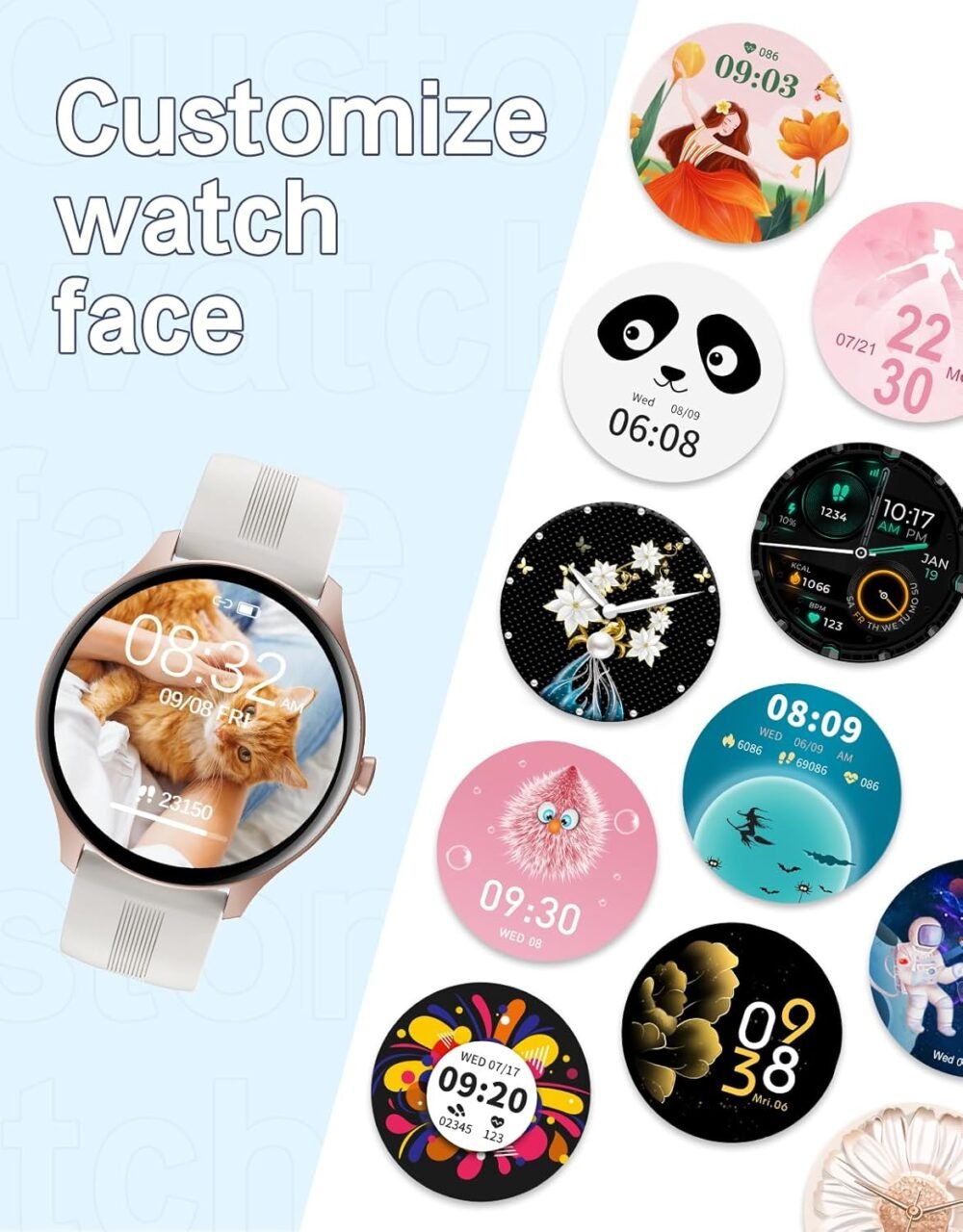 HUAKUA Smart Watches for Women Men (Answer/Make Calls) Compatible with iPhone/Android Phones, Round Smartwatch Fitness Tracker with Heart Rate Monitor Sleep/Steps Tracker Waterproof (Starlight/Gold) - Image 7