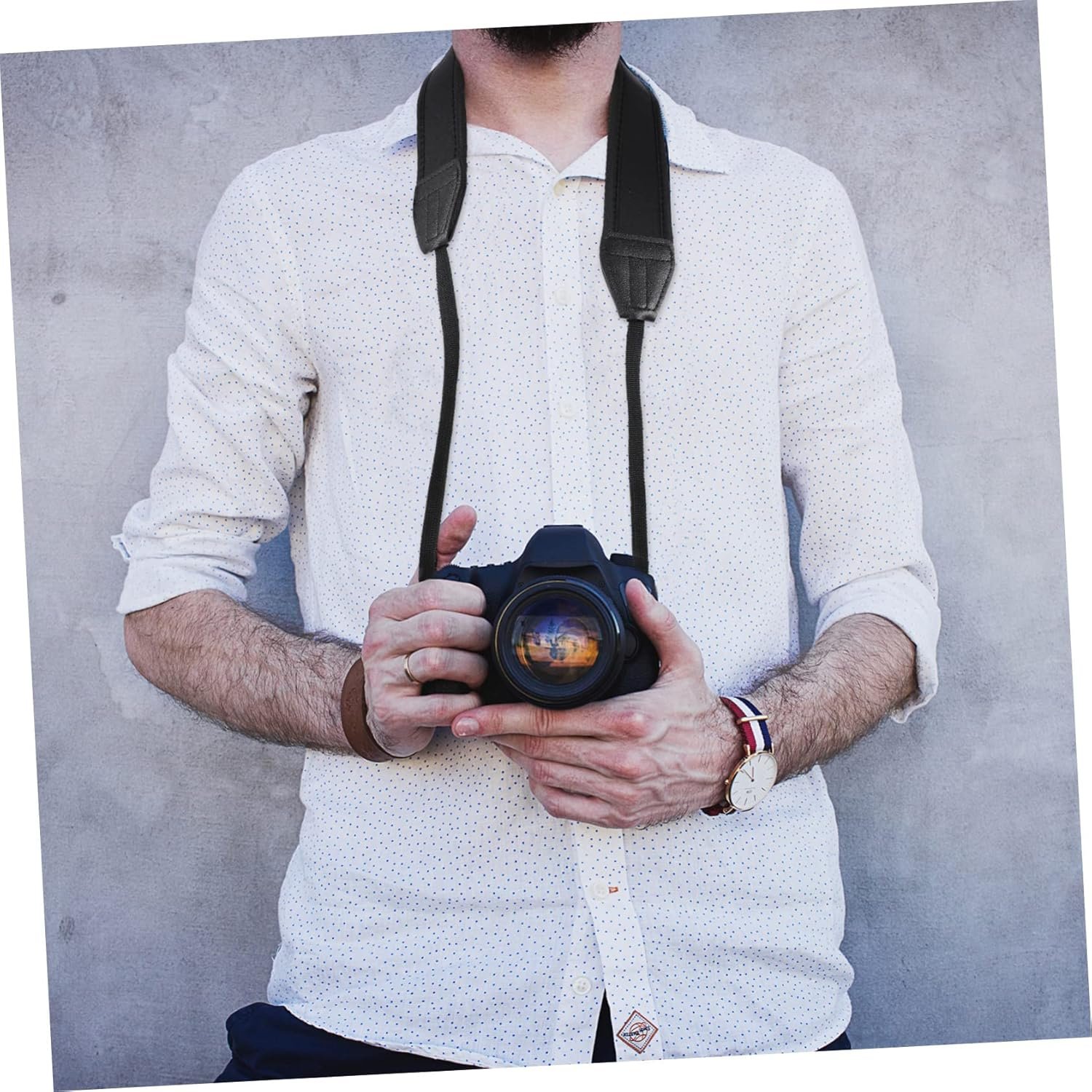 Angoily Elastic and Comfortable Camera Straps Set 2 Pcs Lanyard Shoulder Neck and Hand Grip Straps for Long-term Use - Image 3