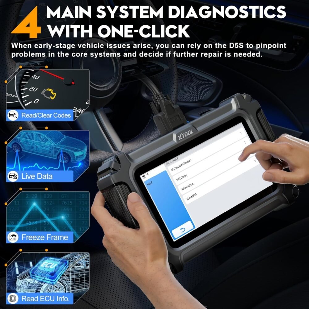 XTOOL D5S OBD2 Scanner - 2025 Code Reader for Cars & Trucks with 15 Reset Functions, Crank Sensor Relearn, FCA AutoAuth, CAN FD for GM, Engine ABS SRS Transmission Car Diagnostic Tool - Image 3