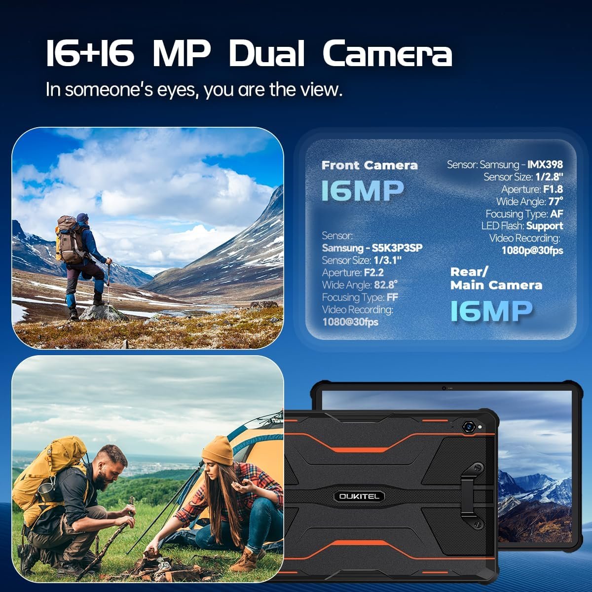 OUKITEL RT9 Rugged Tablet 10 inch Tablet Android - 24GB RAM 256GB ROM 1TB Expandable Storage, 11000mAh,16MP+16MP Camera, 4G Dual SIM Phablet Compatible with T-Mobile Tablet Computer Waterproof - Image 8