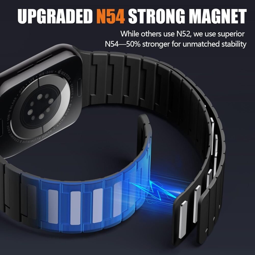 SNBLK Magnetic Watchband Compatible with Apple Watch for Men 44mm 45mm 46mm 49mm 42mm 41mm 40mm 38mm Women, Silicone Sport Strong Magnet Strap for iWatch Series 10 9 ULTRA 2 SE 8 7 6 5 4 3 1 - Image 3
