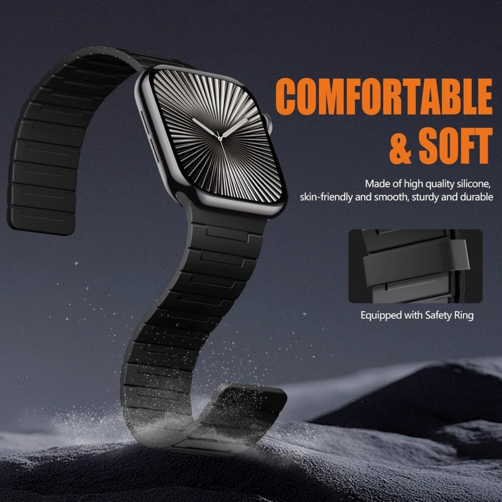 SNBLK Magnetic Watchband Compatible with Apple Watch for Men 44mm 45mm 46mm 49mm 42mm 41mm 40mm 38mm Women, Silicone Sport Strong Magnet Strap for iWatch Series 10 9 ULTRA 2 SE 8 7 6 5 4 3 1 - Image 4