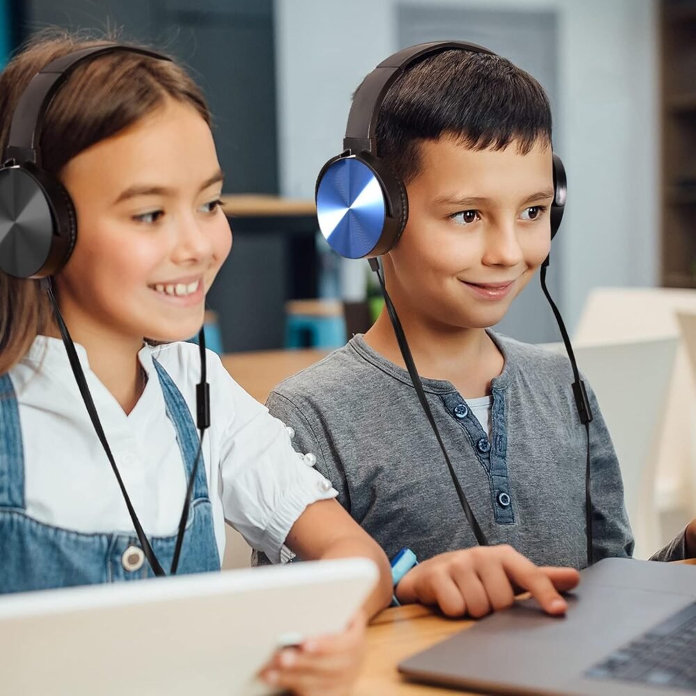 Premium Classroom Headphone with Microphone (5 Pack) - Kids Wired Earphones with Mic for School Students K-12 & Teachers, Soft Swivel On Ear Pads- Perfect for E-Learning, Meetings, Calls -(Colorful) - Image 8