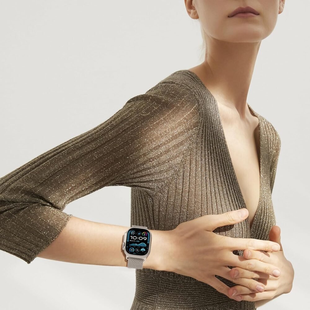 Milanese Mesh Loop Compatible for Apple Watch Band 49mm 46mm 45mm 44mm Men Women, Breathable Replacement Band with Adjustable Parachute-style Buckle for iWatch Ultra 2/Ultra/SE/Series 10/9/8/7/6/5/4 - Image 7
