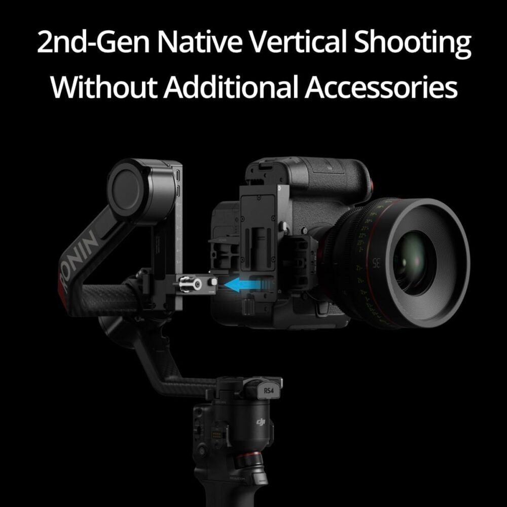 DJI RS 4 Pro Combo, 3-Axis Gimbal Stabilizer for DSLR & Cinema Cameras Canon/Sony/Panasonic/Nikon/Fujifilm, Native Vertical Shooting, 4.5kg/10lbs Payload, with Image Transmitter & Focus Pro Motor - Image 3