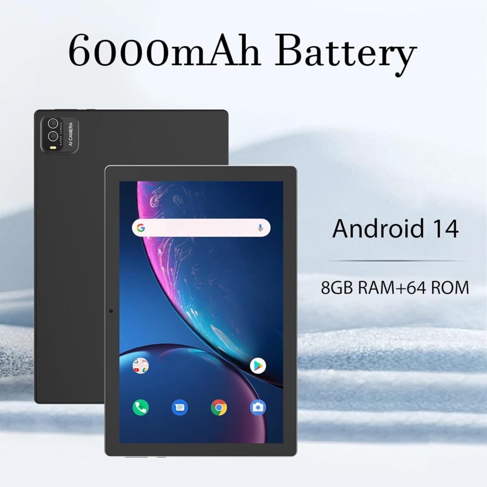 Android 14 Tablet, 10.1 inch 8GB RAM+64GB ROM 1TB Expandable, 2 in 1 Tablets with Keyboard Case Mouse Stylus, 1.8GHz Quad-core, 1280*800 IPS Touch Screen, 8MP Dual Camera, 5G WiFi 6 BT 5.0 Tablet - Image 5