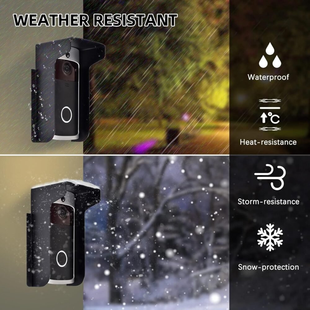 Doorbell Rain Cover Ring Doorbell Anti-Glare Cover, Steel Doorbell Weather-Blocking Cover Glare Sun Shade Protection for Most Video Doorbells - Image 3