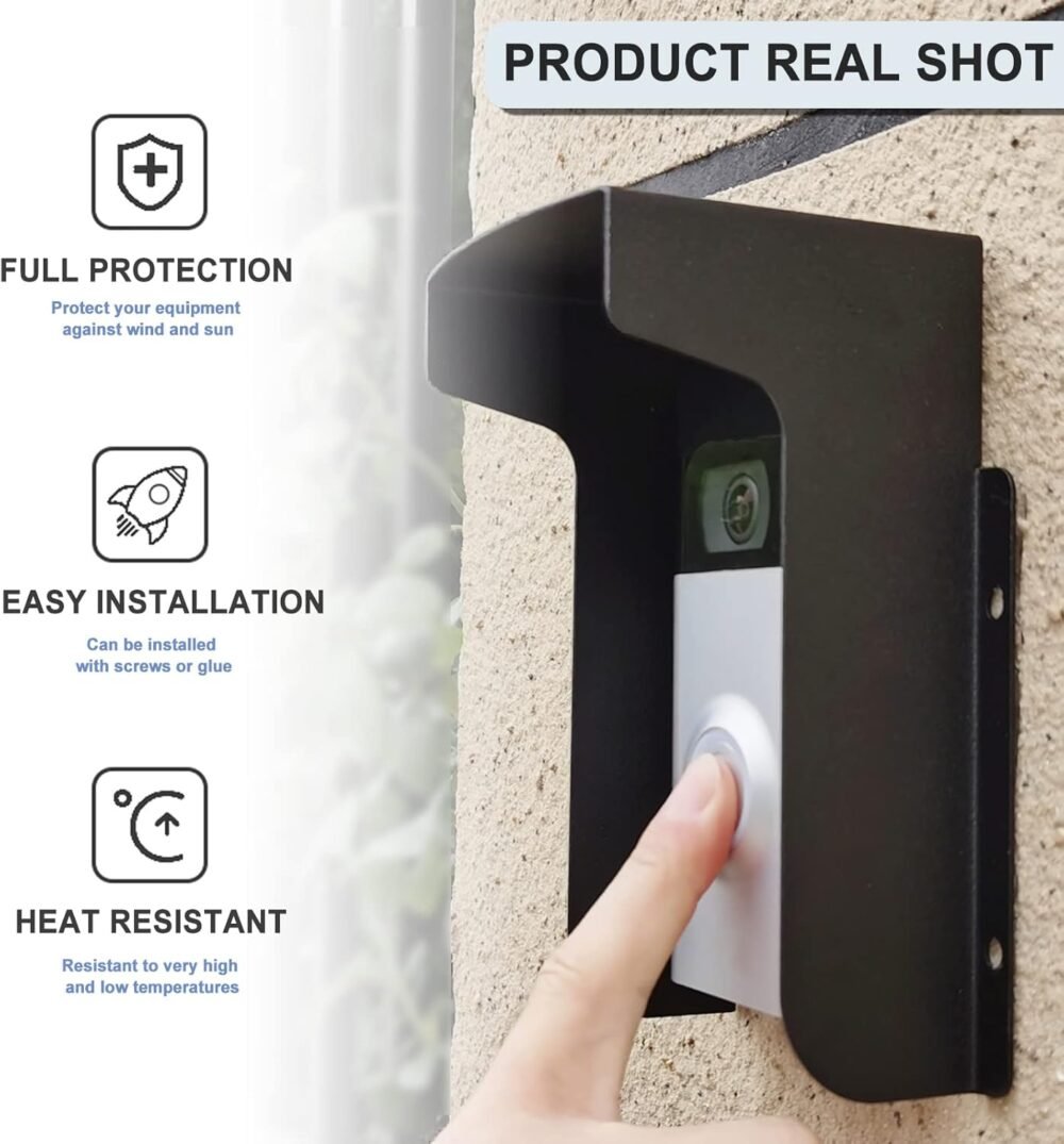 Doorbell Rain Cover Ring Doorbell Anti-Glare Cover, Steel Doorbell Weather-Blocking Cover Glare Sun Shade Protection for Most Video Doorbells - Image 4