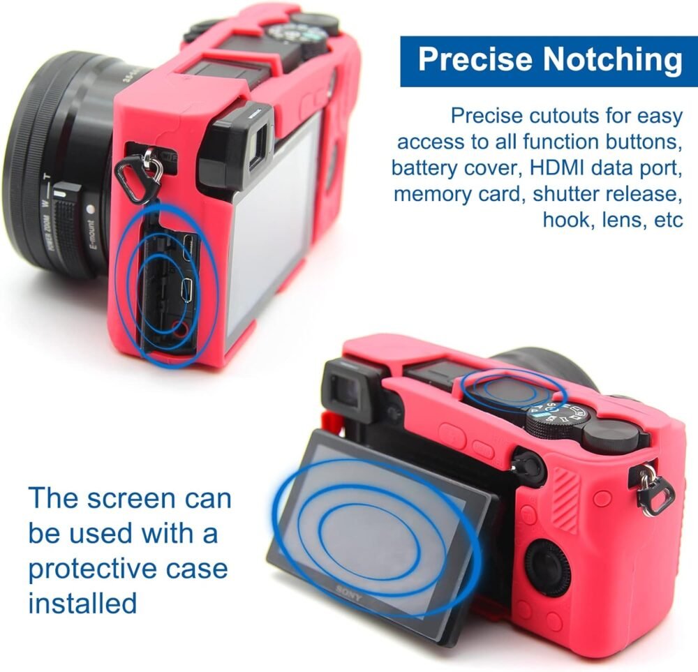Easy Hood Case for Sony Alpha A6100 A6300 A6400 ILCE-6100 ILCE-6300 ILCE-6400 Digital Camera, Anti-Scratch Soft Silicone Housing Protective Cover Protector Skin (Rose) - Image 6