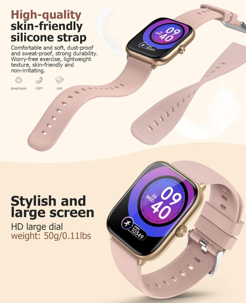 Smart Watches for Women with Bluetooth Call, 2.06" AMOLED Touchscreen, 118 Sports Modes, Fitness Tracker with BP/HR Sleep Blood Oxygen Monitor, IP68 Waterproof, Compatible with iPhone and Android - Image 4