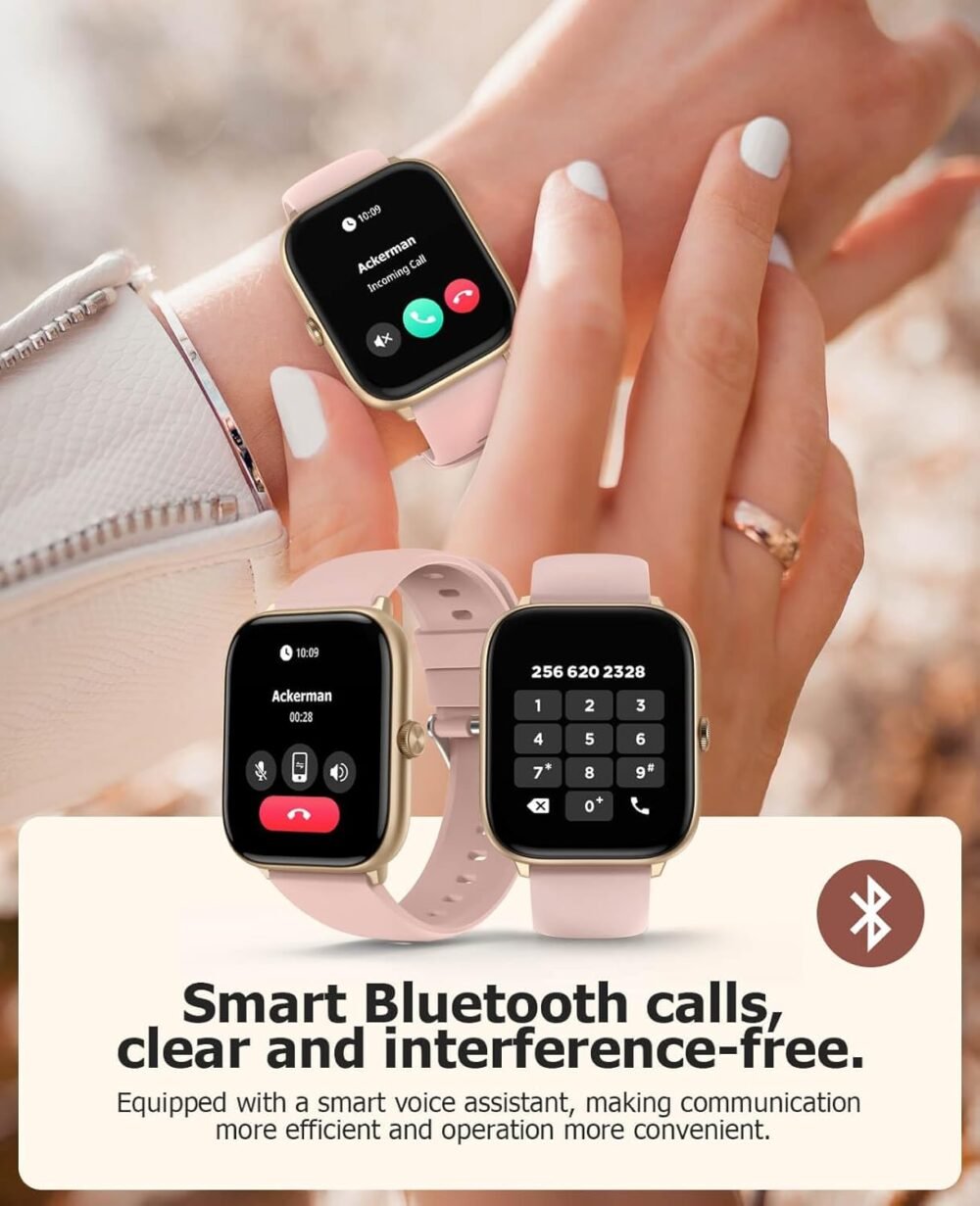 Smart Watches for Women with Bluetooth Call, 2.06" AMOLED Touchscreen, 118 Sports Modes, Fitness Tracker with BP/HR Sleep Blood Oxygen Monitor, IP68 Waterproof, Compatible with iPhone and Android - Image 5