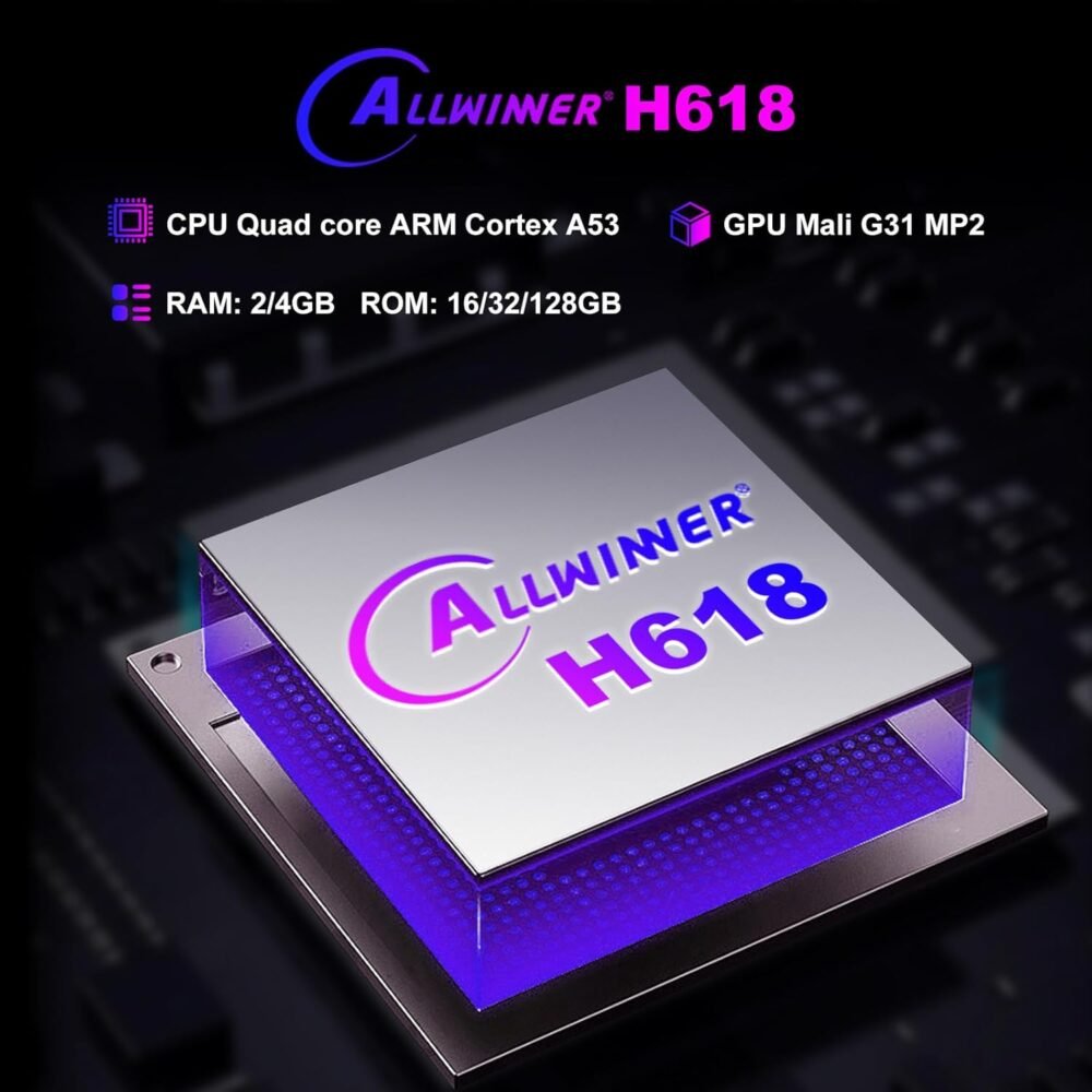 Android 14.0 TV Box, H618 Plus 2025 4K UHD Streaming Device for TV with HDR10, 2GB RAM/16GB ROM, Smart TV Box with 2.4G/5G Dual-Band WiFi 6, BT 5.0, Voice Control, Allwinner H618 Quad core A53 - Image 6
