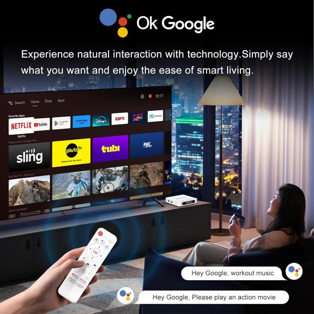 Android 14.0 TV Box, H618 Plus 2025 4K UHD Streaming Device for TV with HDR10, 2GB RAM/16GB ROM, Smart TV Box with 2.4G/5G Dual-Band WiFi 6, BT 5.0, Voice Control, Allwinner H618 Quad core A53 - Image 7