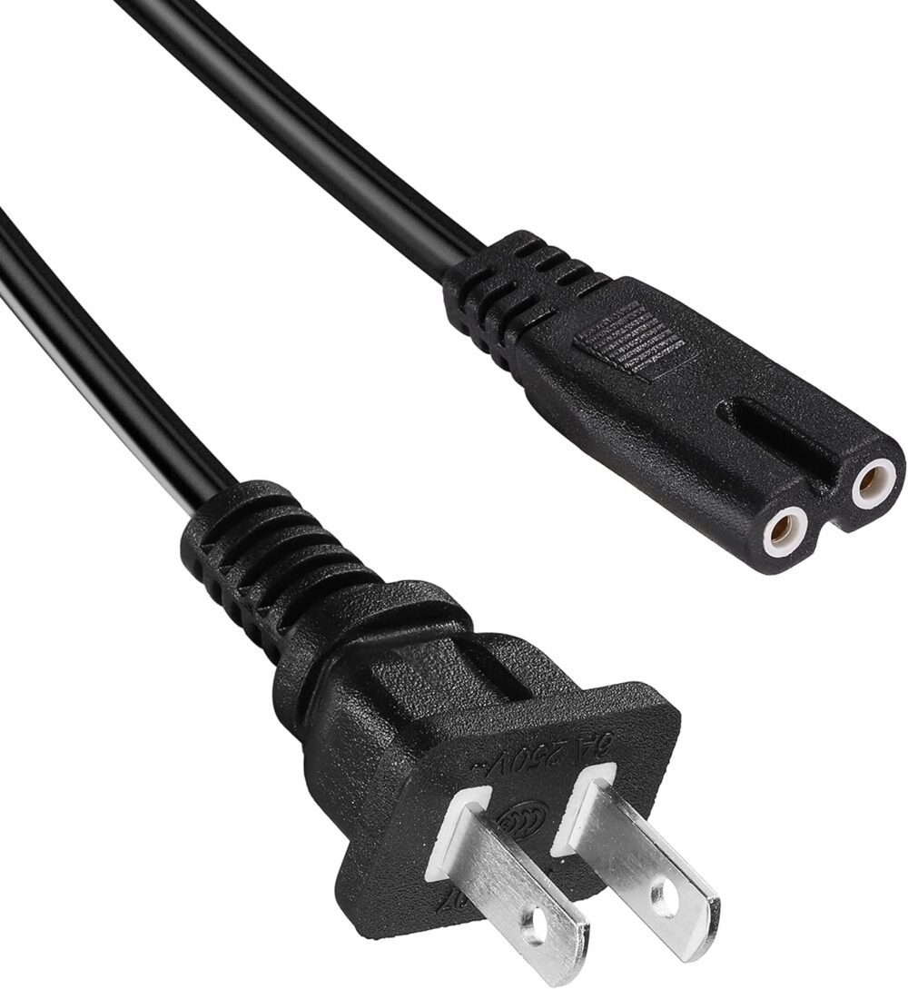 2 Prong Power Cord AC Power Cable 5Ft Compatible for Sonos Play one 1 3 5 SUB Spakers,Dolphin SP-210RBT,Philips X5206 X3206 Bluetooth Party Speaker Power Supply Cord - Image 3