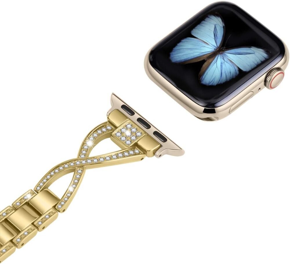 for Apple Watch Band 38mm 40mm 41mm 42mm(Series10) Women Series10 9 8 7 6 5 4 SE iwatch Bands Bling Metal Bracelet Cute Fancy Dressy Strap Gold - Image 5