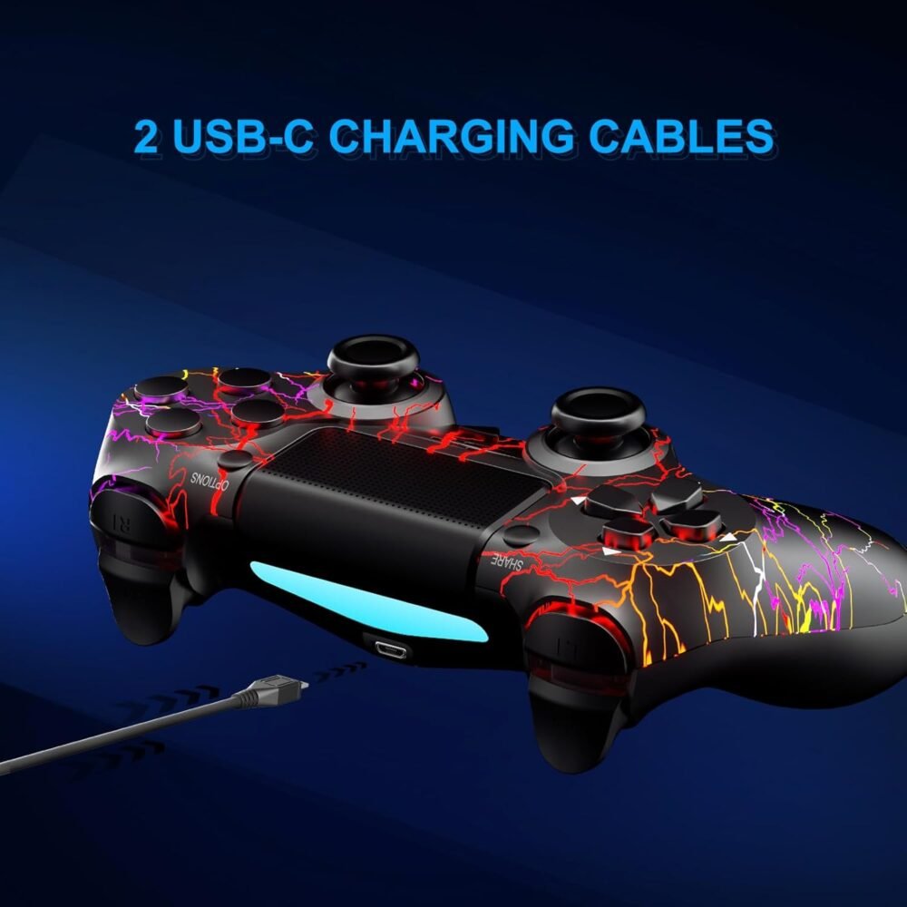 KDYGPDCT 2 Pack Wireless Controller for PS4 / Pro/Slim & PC，with 2 USB C Cable - Black & White - Image 5