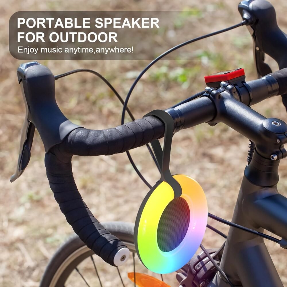 IPX7 Waterproof Speaker with Dynamic LED Light,Bluetooth Shower Speaker,Portable Bluetooth Speakers,Floating, True Wireless Stereo for Outdoor/Pool/Beach,BT5.3/TF-Card,Ideal Gifts(Black) - Image 7