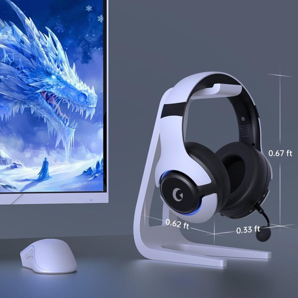 Wireless Gaming Headset for PS5, PS4, Elden Ring, PC, Mac, Switch, Bluetooth 5.3 Gaming Headphones with Noise Canceling Microphone, 45H Battery, RGB Light, White - Image 10