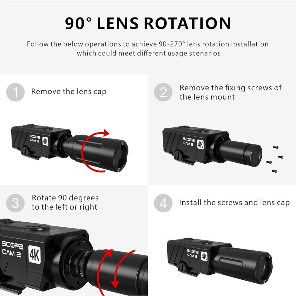 RunCam ScopeCam2 4K Airsoft Camera WiFi Waterproof 4xDigital Zoom HD Mini Video Camera for Airsoft Paintball Hunting Tactical Training with Recording Switch Cable - Image 5