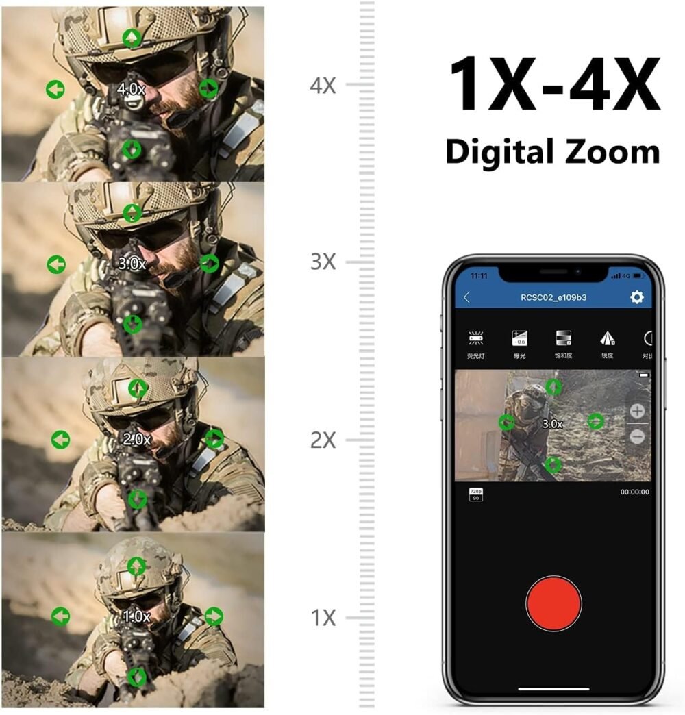 RunCam ScopeCam2 4K Airsoft Camera WiFi Waterproof 4xDigital Zoom HD Mini Video Camera for Airsoft Paintball Hunting Tactical Training with Recording Switch Cable - Image 6