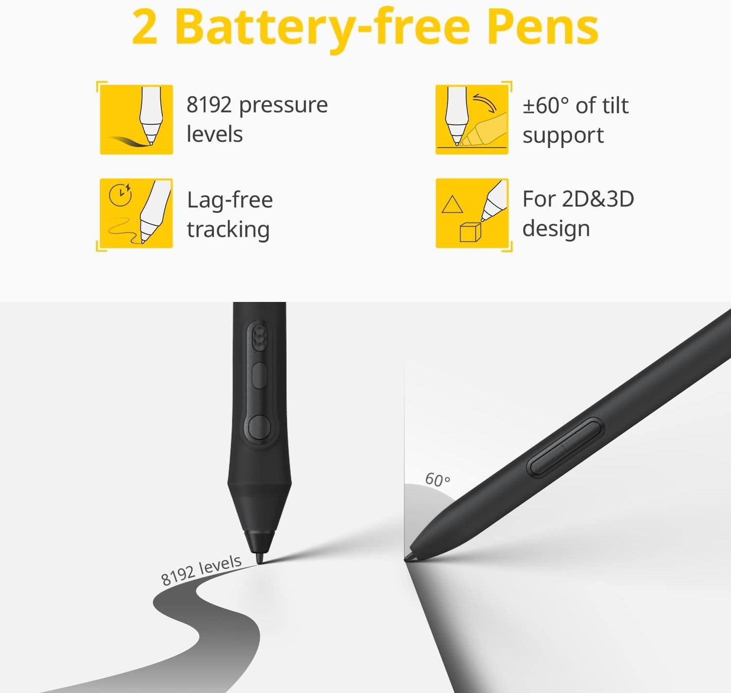 XENCELABS Drawing Tablet Bundle, Computer Graphic Tablets with 40 Customizable Quick Keys, 12" 8mm Ultrathin Pen Tablet with 2 Battery-Free Stylus, 8192 Levels Pressure for Win/Mac/Linux, Black - Image 5