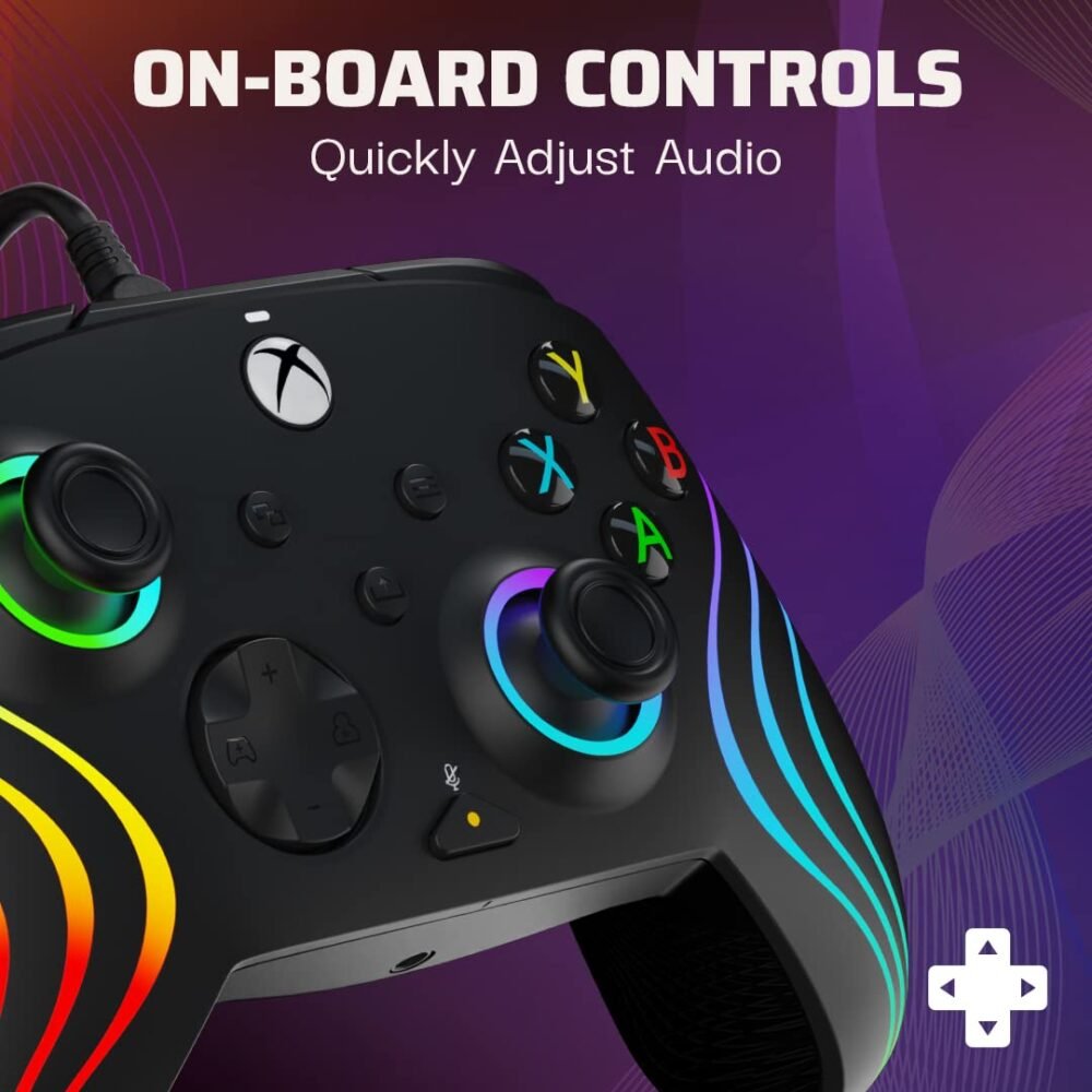 PDP Gaming Afterglow Wave Enhanced Wired Controller for Xbox Series X|S, Xbox One, Windows 10/11 PC, Advanced Programmable Gamepad, Customizable Lighting, Licensed by Microsoft, Companion App: Black - Image 5