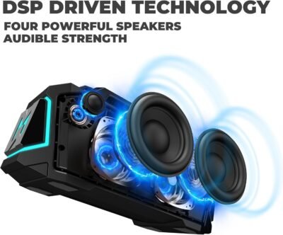 MusiBaby M1 Bluetooth Speaker,Wireless Speakers with Subwoofer,IPX6 Waterproof,20H Playtime,RGB Lights,Deep Bass,Portable,Large,Loud Speaker for Outdoor,Party,Camping,Backyard,Dual Pairing(Blk) - Image 4