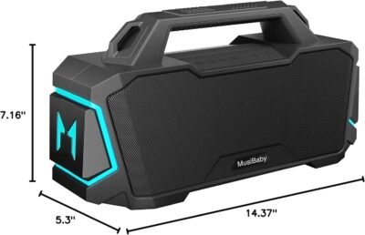 MusiBaby M1 Bluetooth Speaker,Wireless Speakers with Subwoofer,IPX6 Waterproof,20H Playtime,RGB Lights,Deep Bass,Portable,Large,Loud Speaker for Outdoor,Party,Camping,Backyard,Dual Pairing(Blk) - Image 10