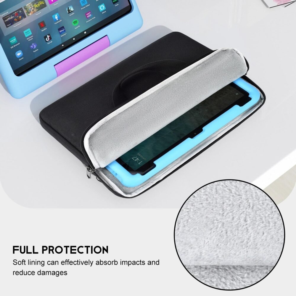 Kids Tablet Carrying Bag for Fire Max 11/Amazon Fire 10 Kids Tablet/Fire HD 10 Kids Pro Tablet 10.1", iPad Pro 11 M4/ Air M2 Sleeve Case Pouch, Black - Image 5