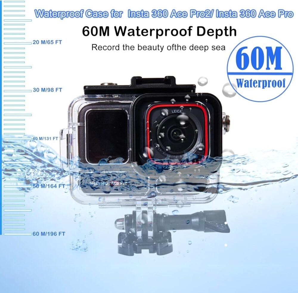 Waterproof Case for Insta360 Ace Pro with 3 Pack Dive Filters, 196FT/60M Underwater Protective Housing Dive Kit, Professional Action Camera Dive Accessory - Image 3