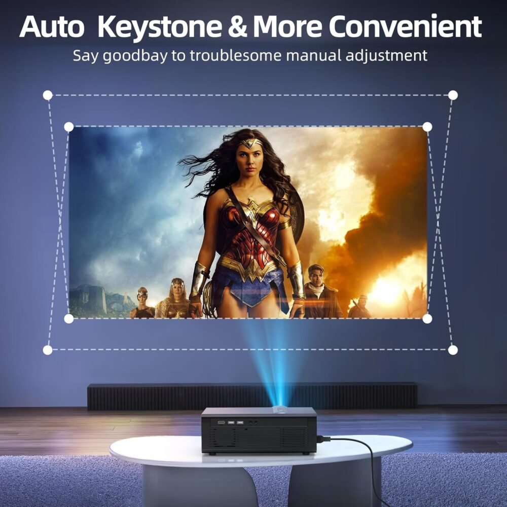 [Electric Focus/Auto Keystone] Projector with WiFi and Bluetooth, Native 1080P 800ANSI 4K Supported,FUDONI Outdoor Movie Projector for Home Theater UP to 300", for iOS/Android/Laptop/TV Stick/HDMI/USB - Image 5