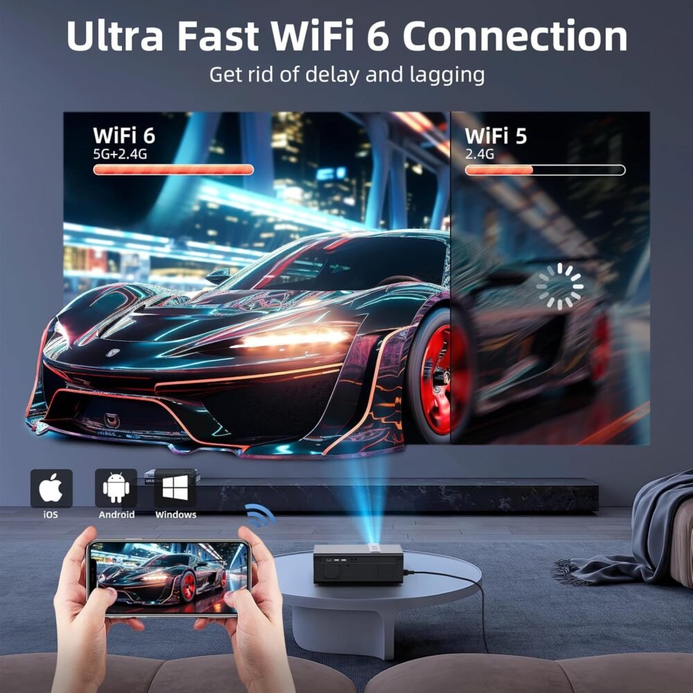 [Electric Focus/Auto Keystone] Projector with WiFi and Bluetooth, Native 1080P 800ANSI 4K Supported,FUDONI Outdoor Movie Projector for Home Theater UP to 300", for iOS/Android/Laptop/TV Stick/HDMI/USB - Image 7