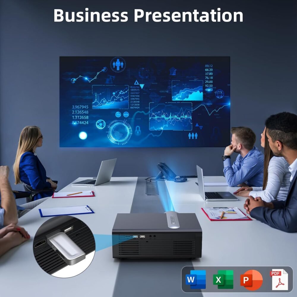 [Electric Focus/Auto Keystone] Projector with WiFi and Bluetooth, Native 1080P 800ANSI 4K Supported,FUDONI Outdoor Movie Projector for Home Theater UP to 300", for iOS/Android/Laptop/TV Stick/HDMI/USB - Image 10
