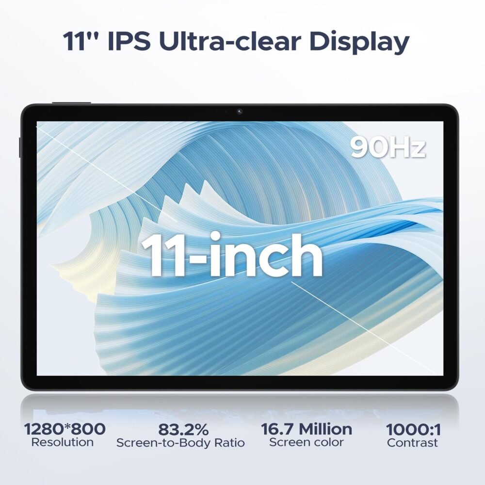 DOOGEE U11(2025) Android 15 Tablet, 11 inch Tablet 16GB+128GB/2TB TF Octa-Core 90Hz Display, 8580mAh, Netflix 1080P,Bluetooth 5.0+5G WiFi Tablets, 13MP+5MP, Face ID,Metal Body-Black - Image 5